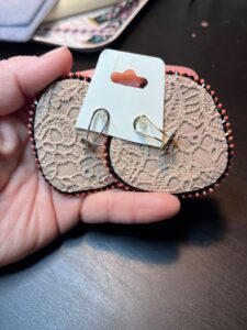 Peach and Grey Heart Earrings